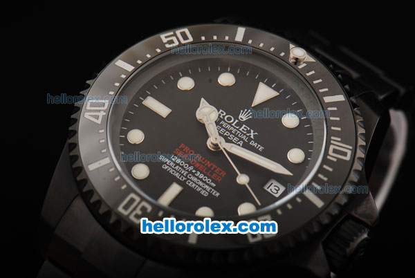 Rolex Sea-Dweller Swiss ETA 2836 Automatic Movement Full PVD Case/Strap with Black Dial and Ceramic Bezel - Click Image to Close